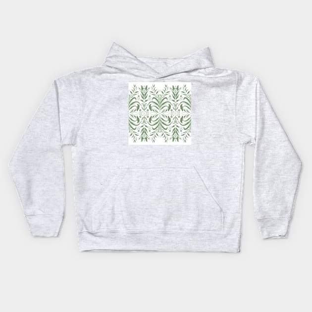 Modern minimalist green leaves design Kids Hoodie by natural tones